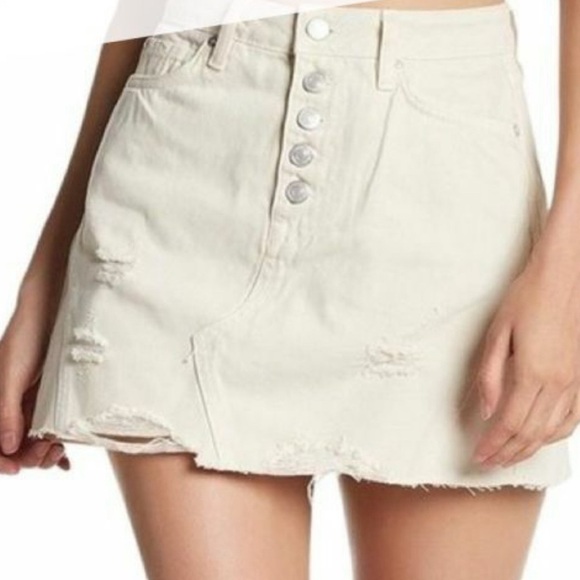 Free People Cream Denim Mini Skirt XS - Picture 1 of 10